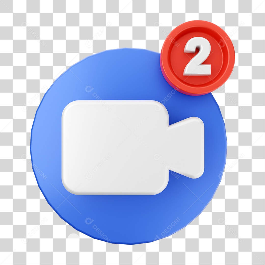 Elemento 3D Símbolo com Notificação para Composição PNG Transparente