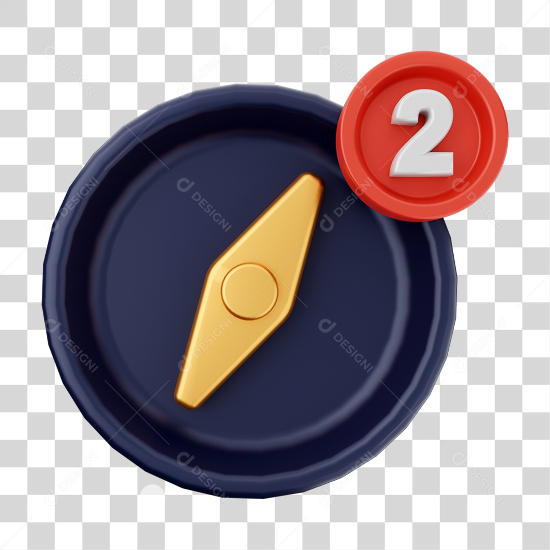 Elemento 3D Símbolo com Notificação para Composição PNG Transparente