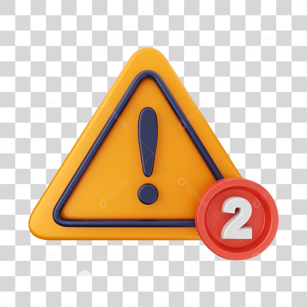 Elemento 3D Símbolo com Notificação para Composição PNG Transparente