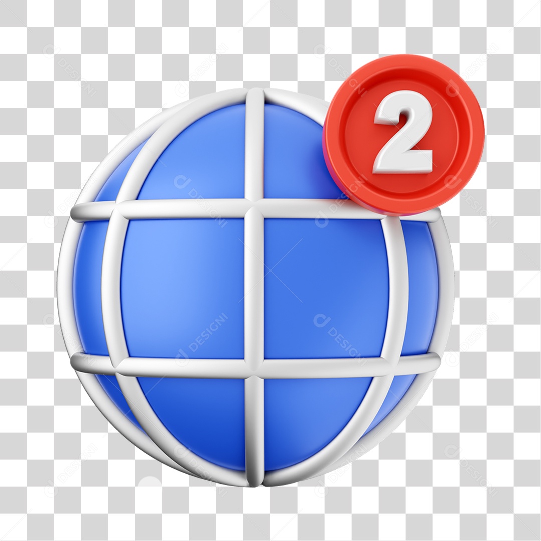 Elemento 3D Símbolo com Notificação para Composição PNG Transparente