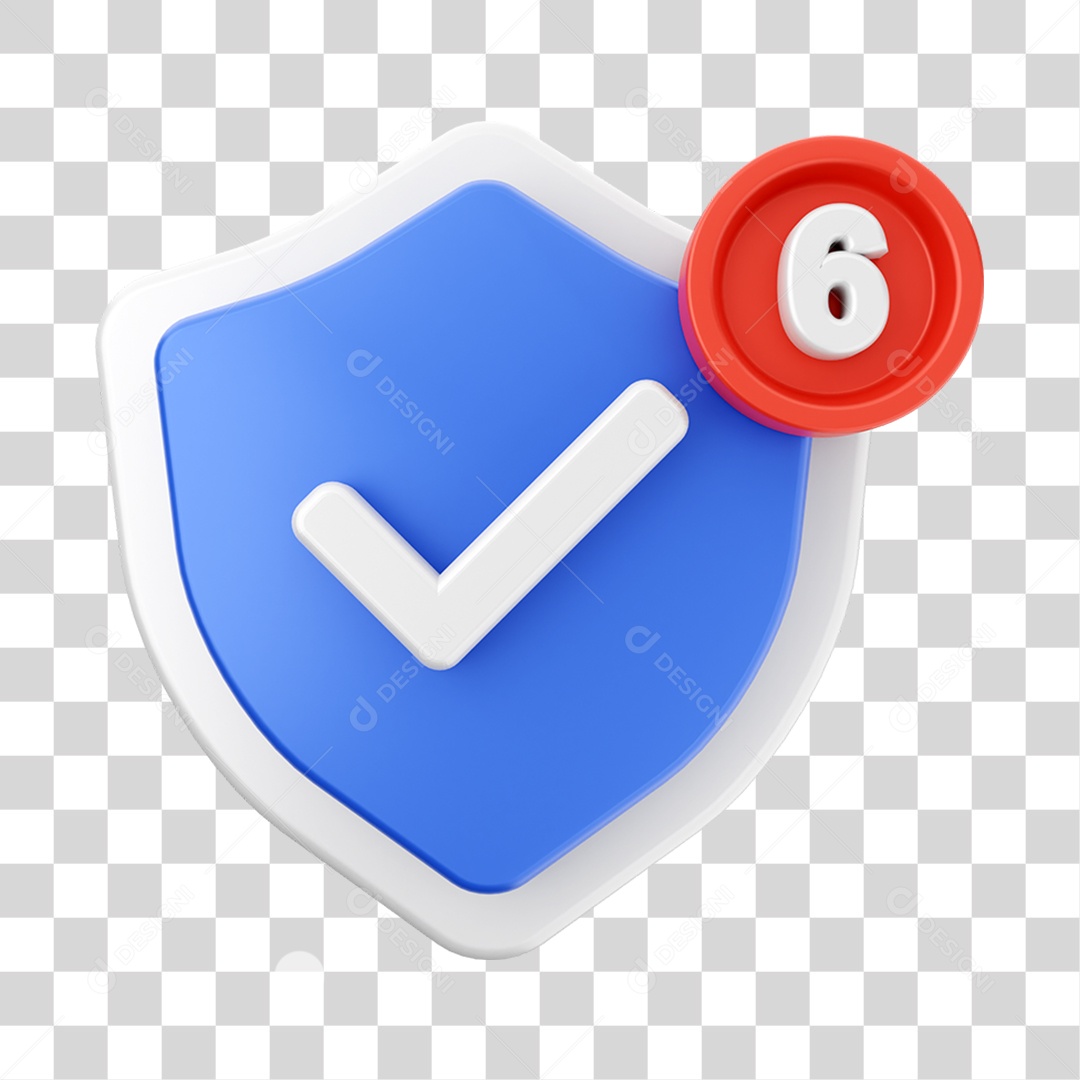 Elemento 3D Símbolo com Notificação para Composição PNG Transparente