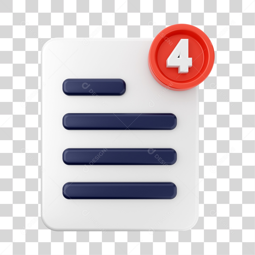 Elemento 3D Símbolo com Notificação para Composição PNG Transparente