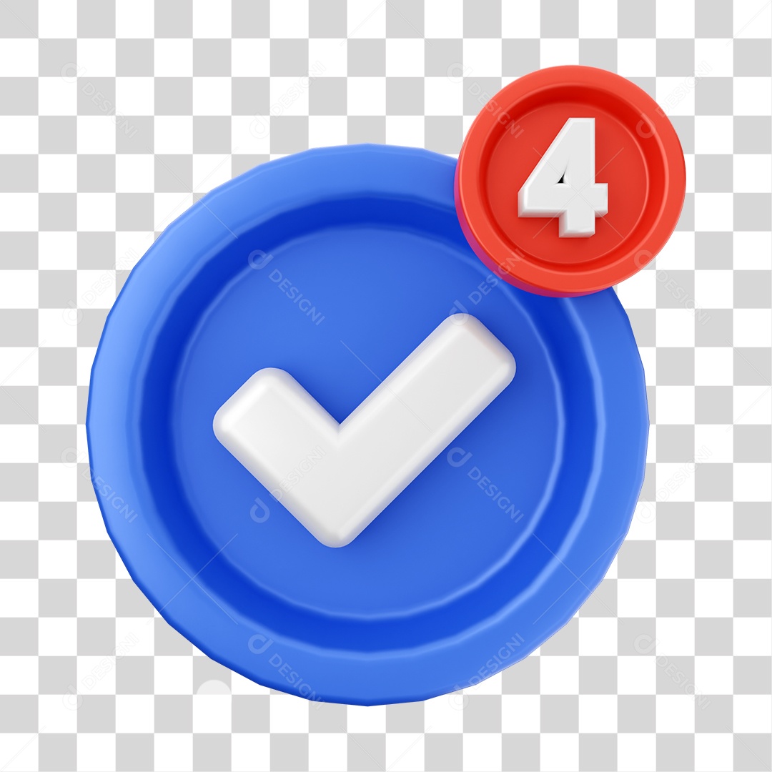 Elemento 3D Símbolo com Notificação para Composição PNG Transparente