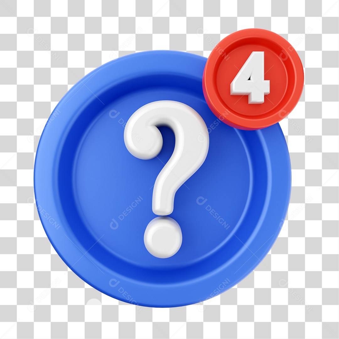 Elemento 3D Símbolo com Notificação para Composição PNG Transparente