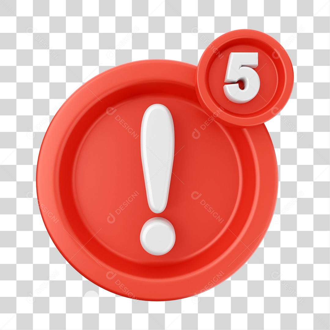 Elemento 3D Sinal de Cuidado com Notificação para Composição PNG Transparente