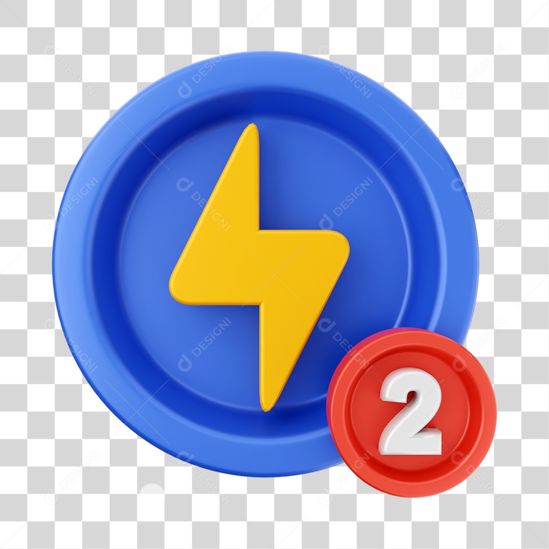 Elemento 3D com Notificação para Composição PNG Transparente