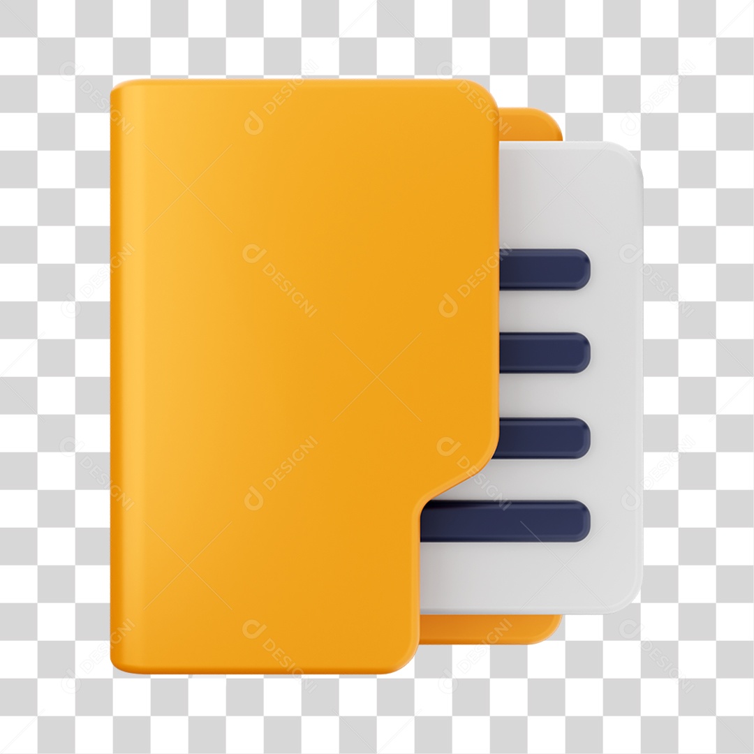 Elemento 3D Pasta de Arquivo para Composição PNG Transparente
