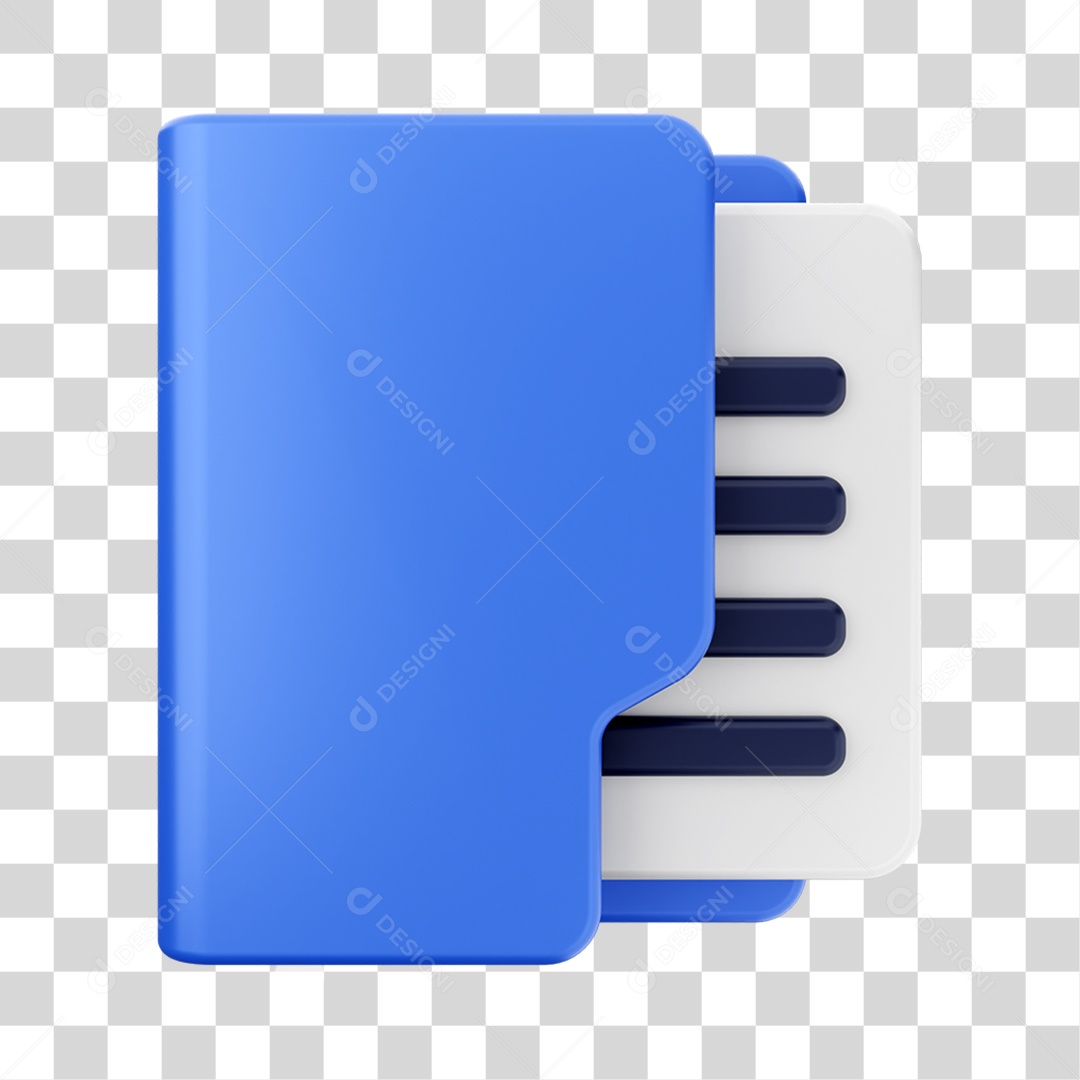 Elemento 3D Pasta de Arquivo para Composição PNG Transparente