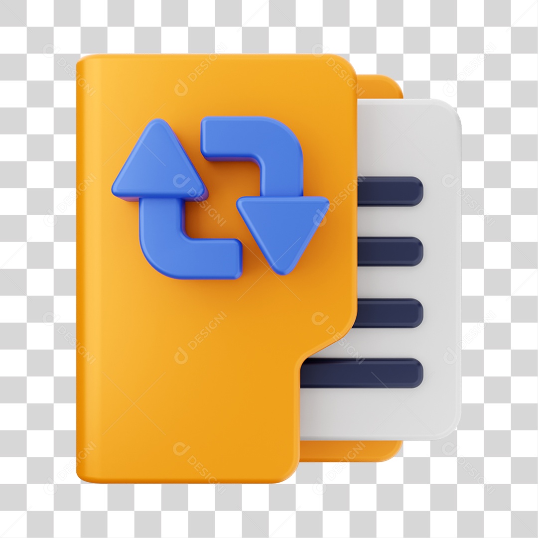 Elemento 3D Pasta de Arquivo para Composição PNG Transparente