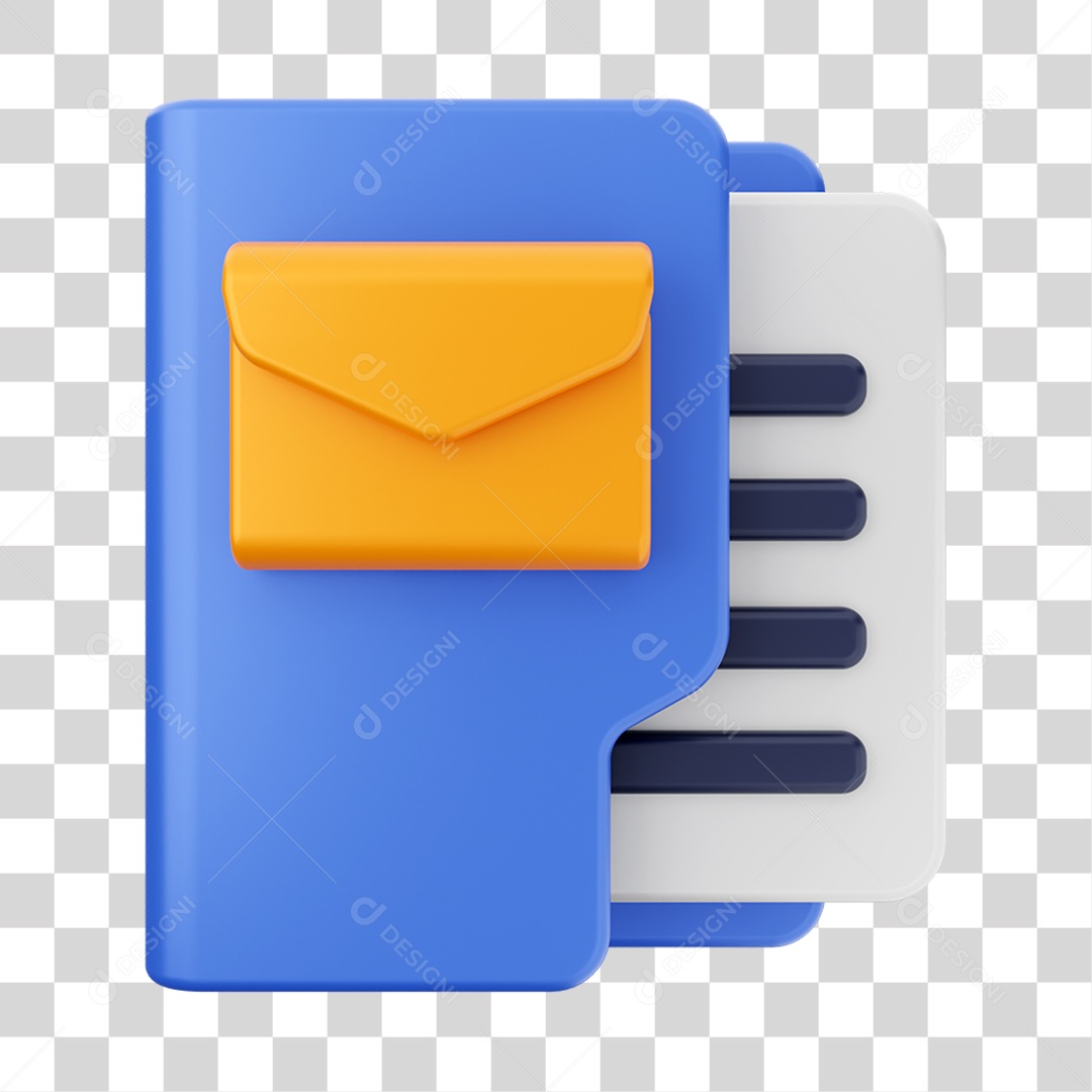 Elemento 3D Pasta de Arquivo para Composição PNG Transparente