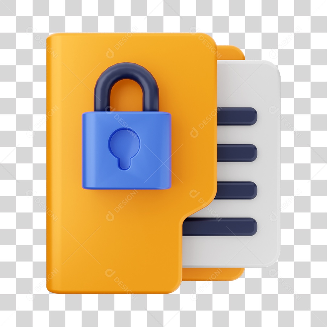 Elemento 3D Pasta de Arquivo para Composição PNG Transparente