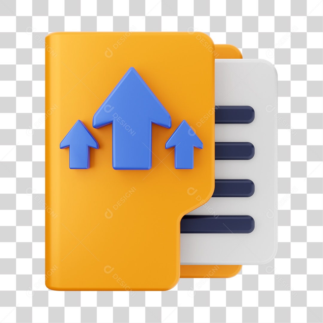 Elemento 3D Pasta de Arquivo para Composição PNG Transparente