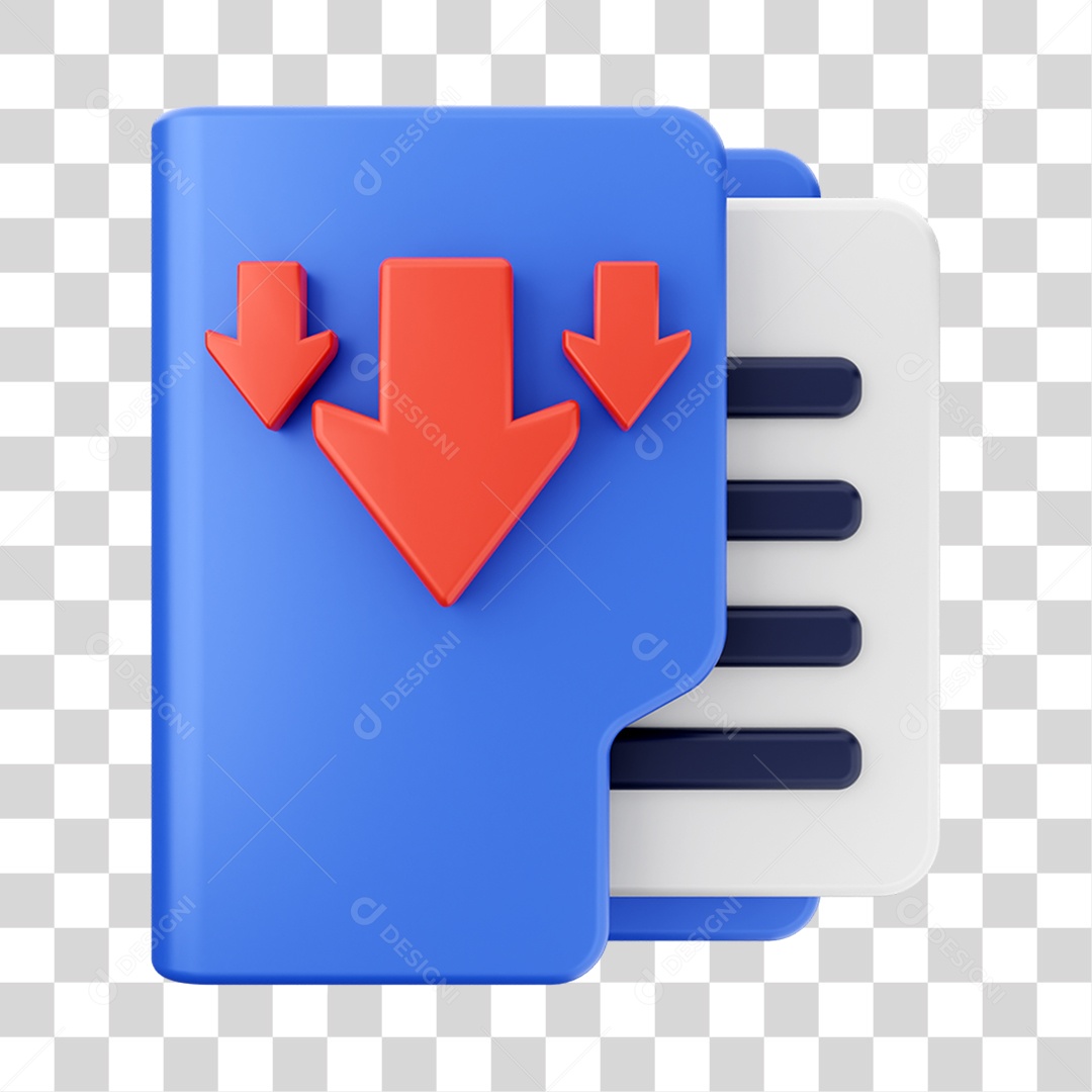 Elemento 3D Pasta de Arquivo para Composição PNG Transparente