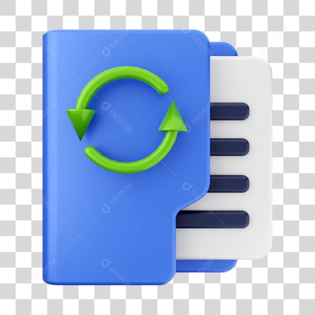 Elemento 3D Pasta de Arquivo para Composição PNG Transparente