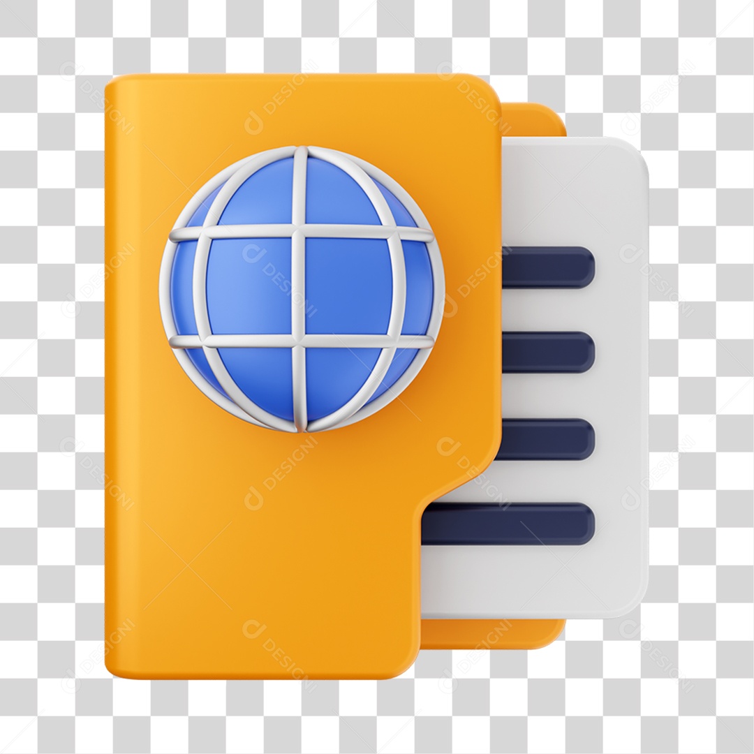 Elemento 3D Pasta de Arquivo para Composição PNG Transparente