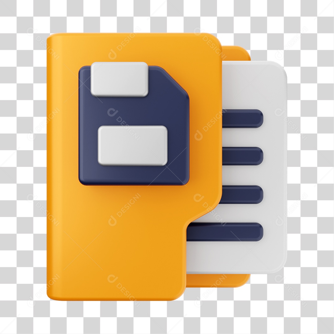 Elemento 3D Pasta de Arquivo para Composição PNG Transparente