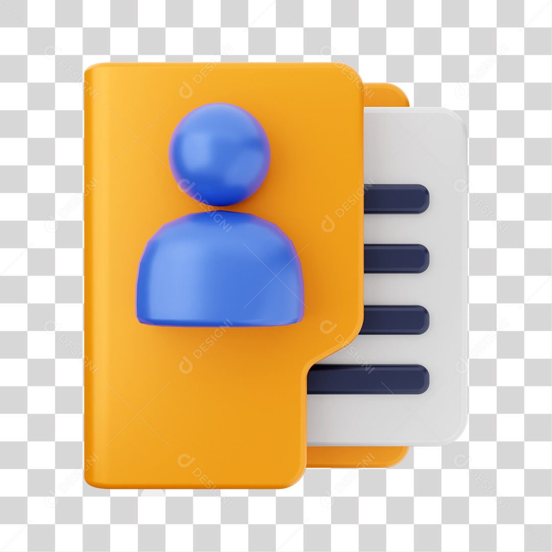 Elemento 3D Pasta de Arquivo para Composição PNG Transparente