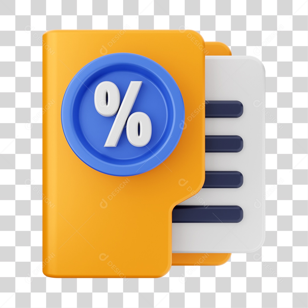 Elemento 3D Pasta de Arquivo para Composição PNG Transparente