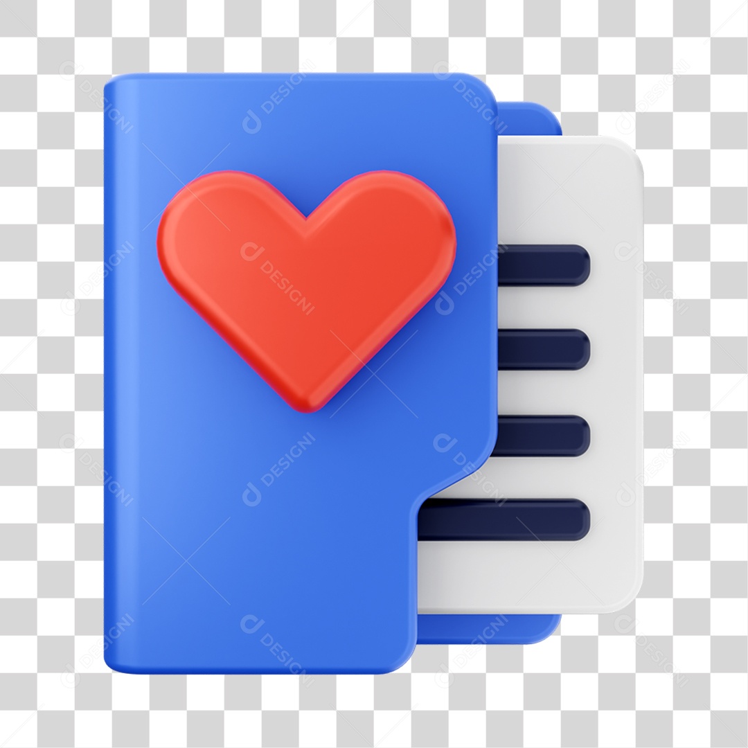 Elemento 3D Pasta de Arquivo para Composição PNG Transparente