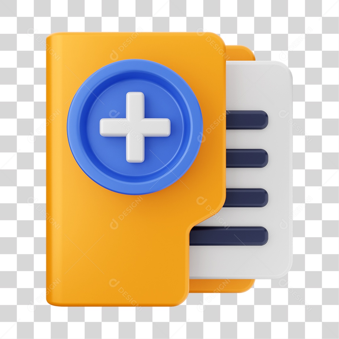 Elemento 3D Pasta de Arquivo para Composição PNG Transparente