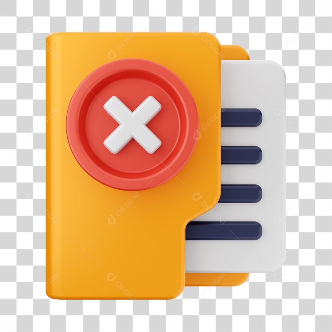 Elemento 3D Pasta de Arquivo para Composição PNG Transparente