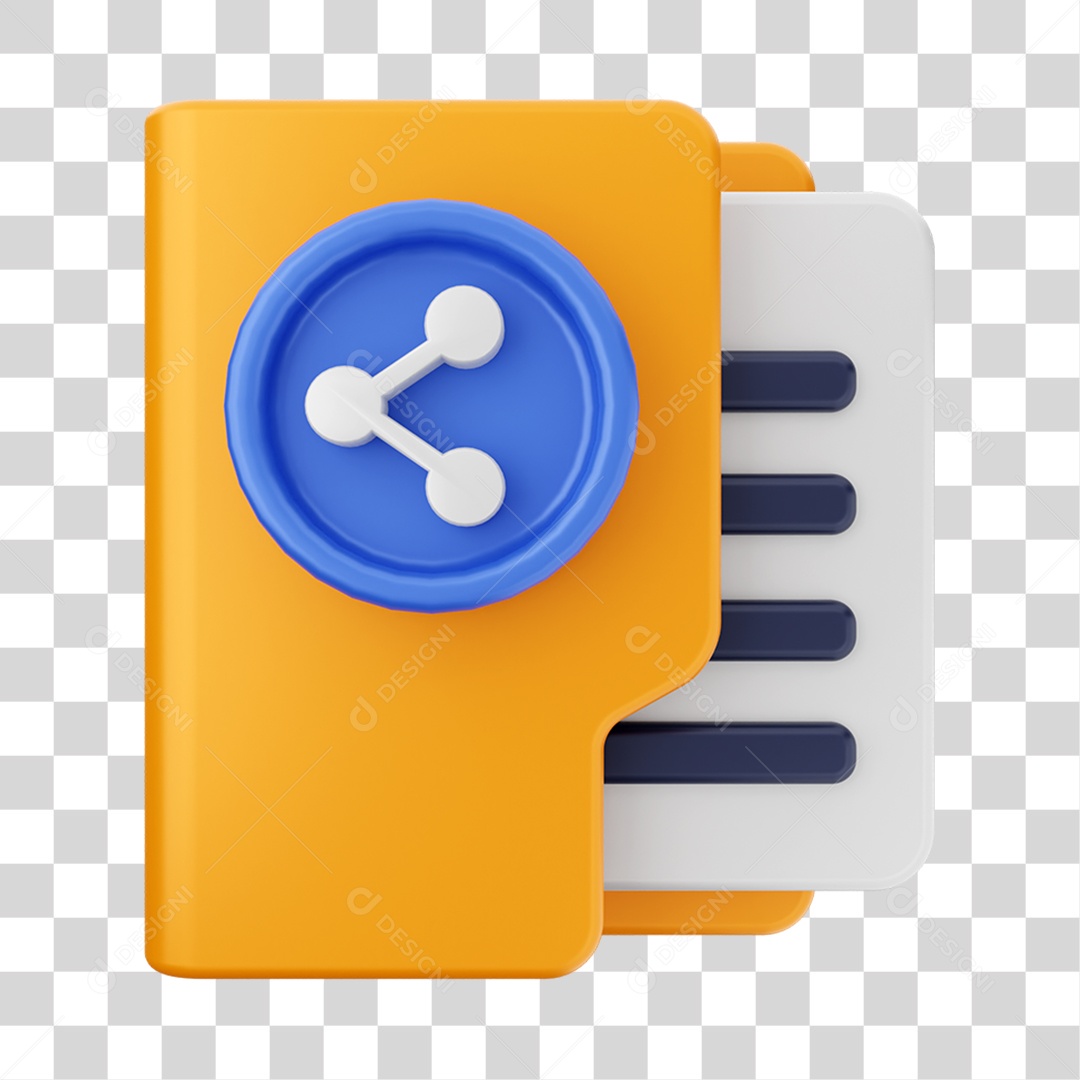 Elemento 3D Pasta de Arquivo para Composição PNG Transparente