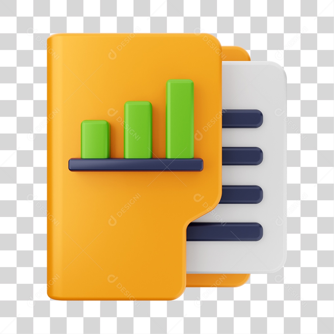 Elemento 3D Pasta de Arquivo para Composição PNG Transparente