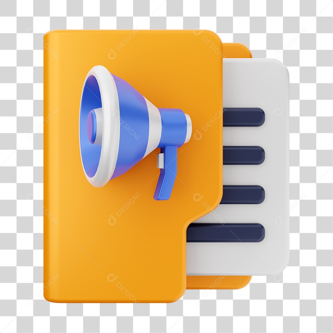 Elemento 3D Pasta de Arquivo para Composição PNG Transparente