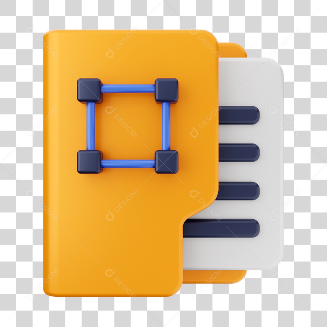 Elemento 3D Pasta de Arquivo para Composição PNG Transparente
