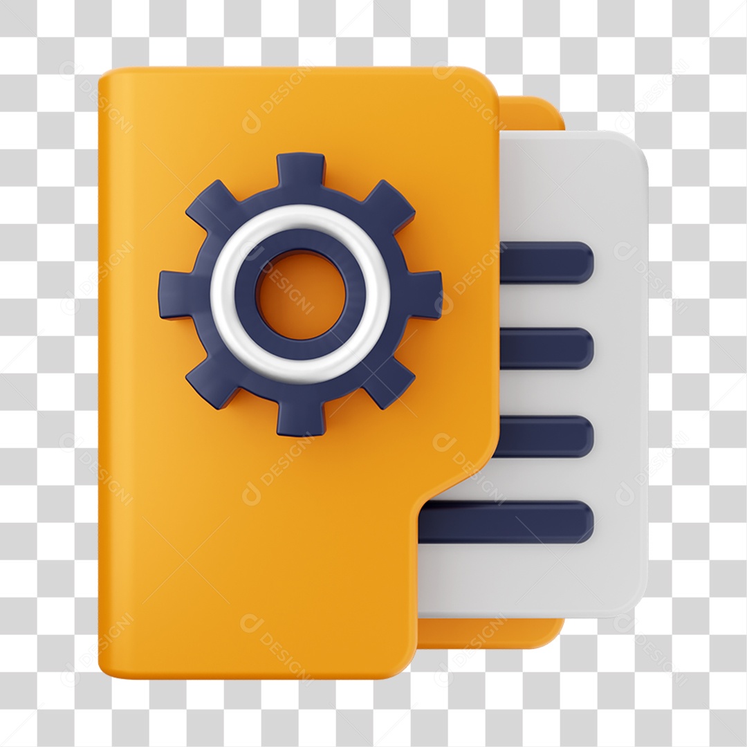 Elemento 3D Pasta de Arquivo para Composição PNG Transparente