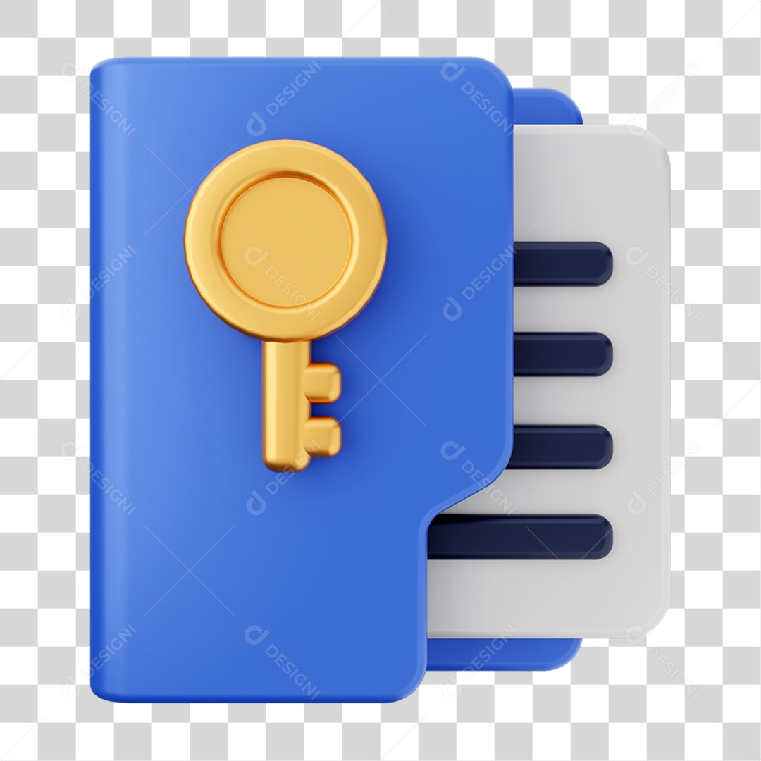 Elemento 3D Pasta de Arquivo para Composição PNG Transparente