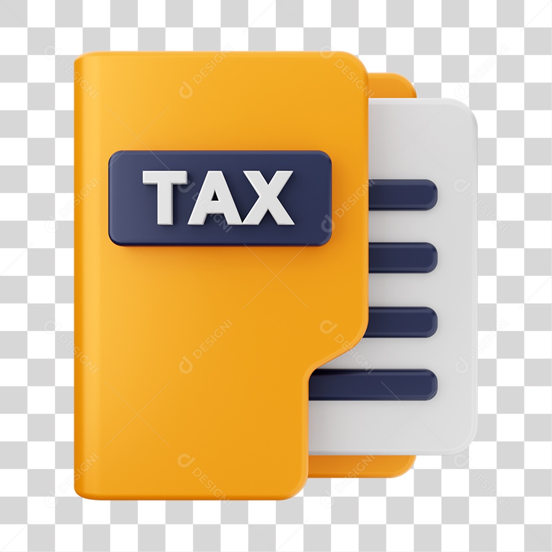 Elemento 3D Pasta de Arquivo Tax para Composição PNG Transparente