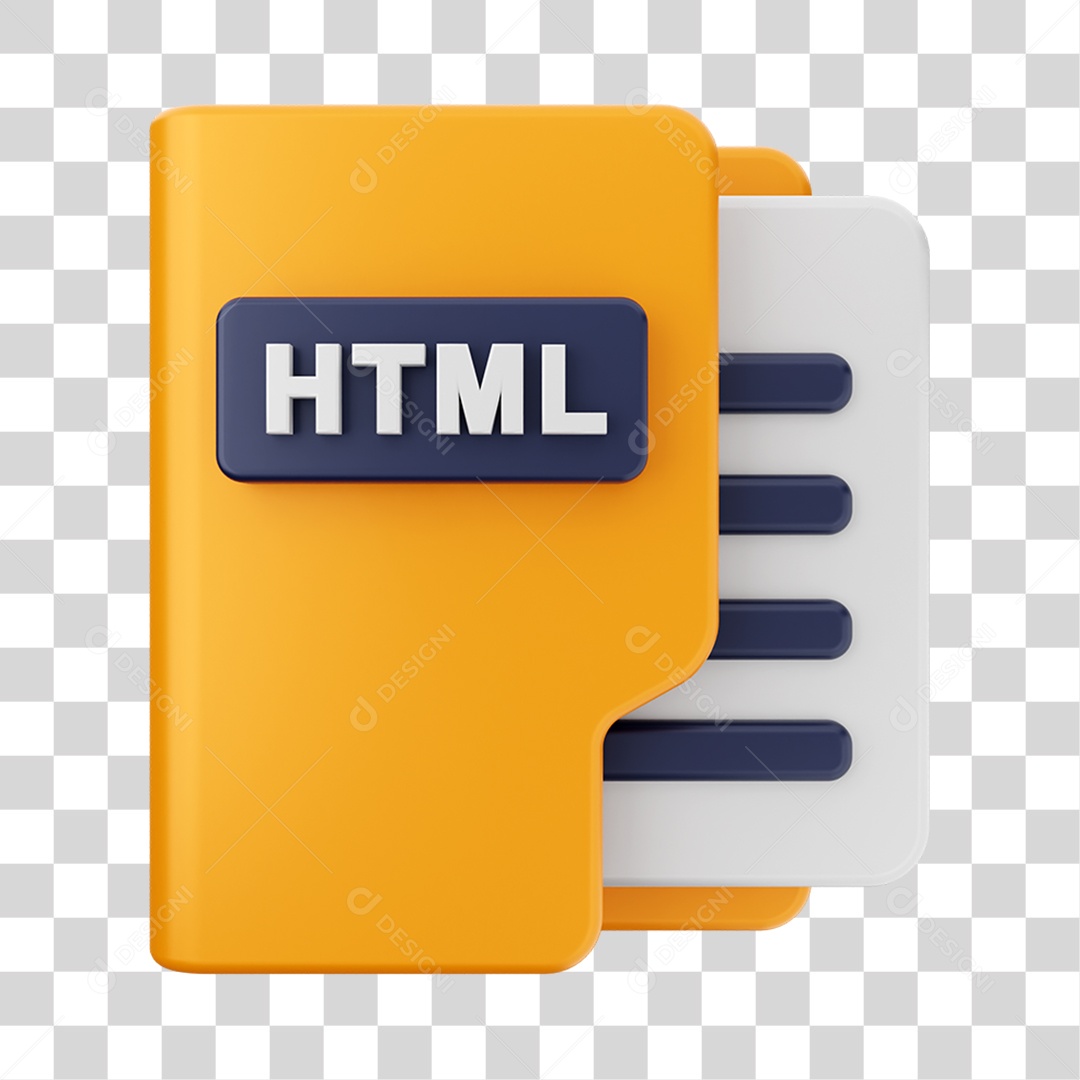 Elemento 3D Pasta de Arquivo Html Para Composição PNG Transparente