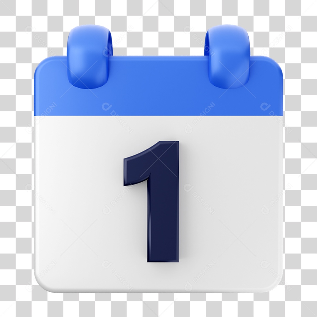 Elemento 3D Calendário 1 Composição PNG Transparente