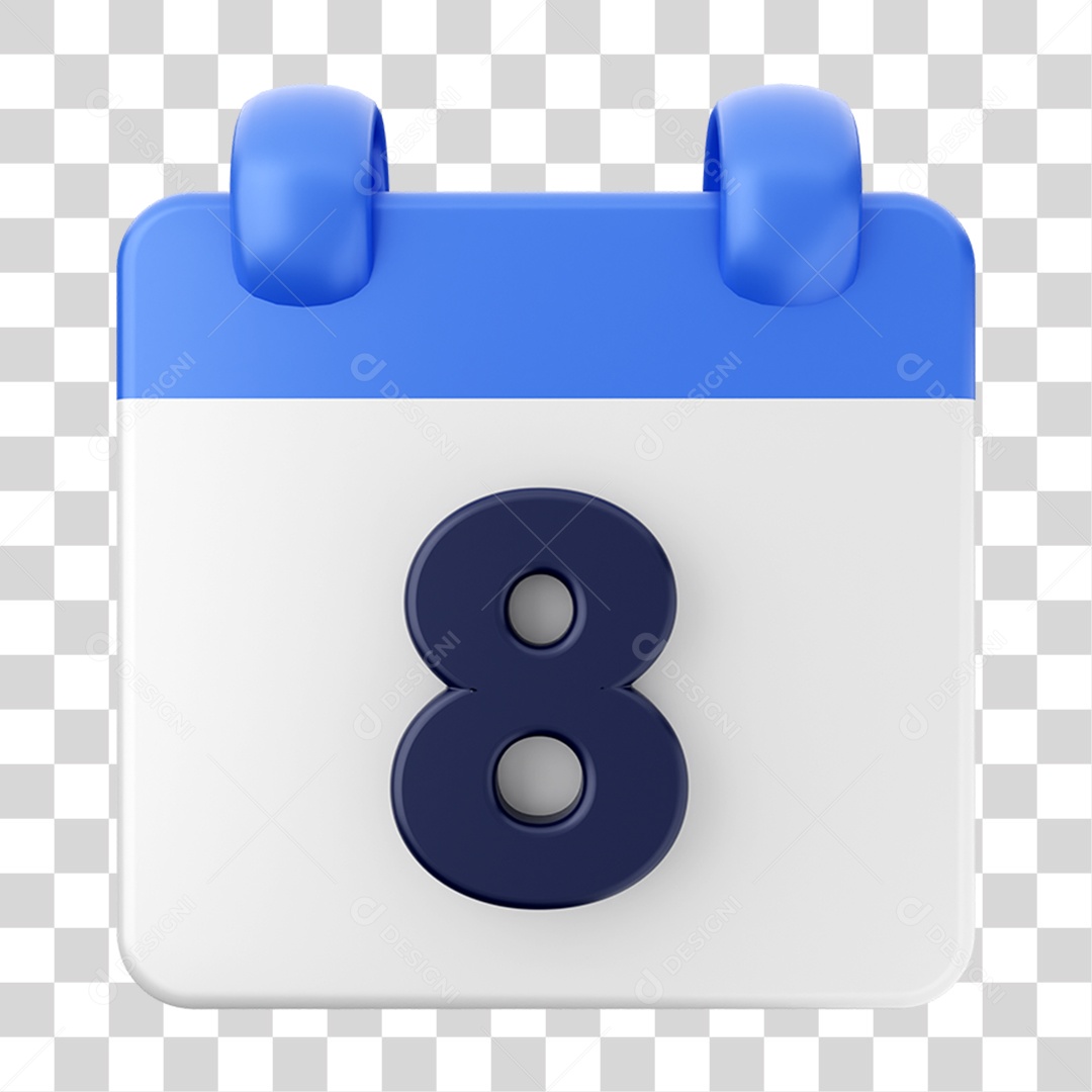 Elemento 3D Calendário 8 Composição PNG Transparente