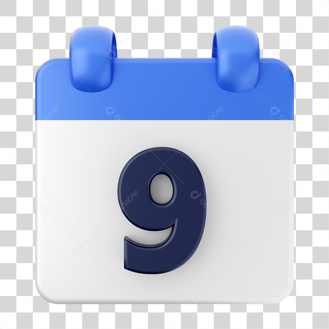 Elemento 3D Calendário 9 Composição PNG Transparente