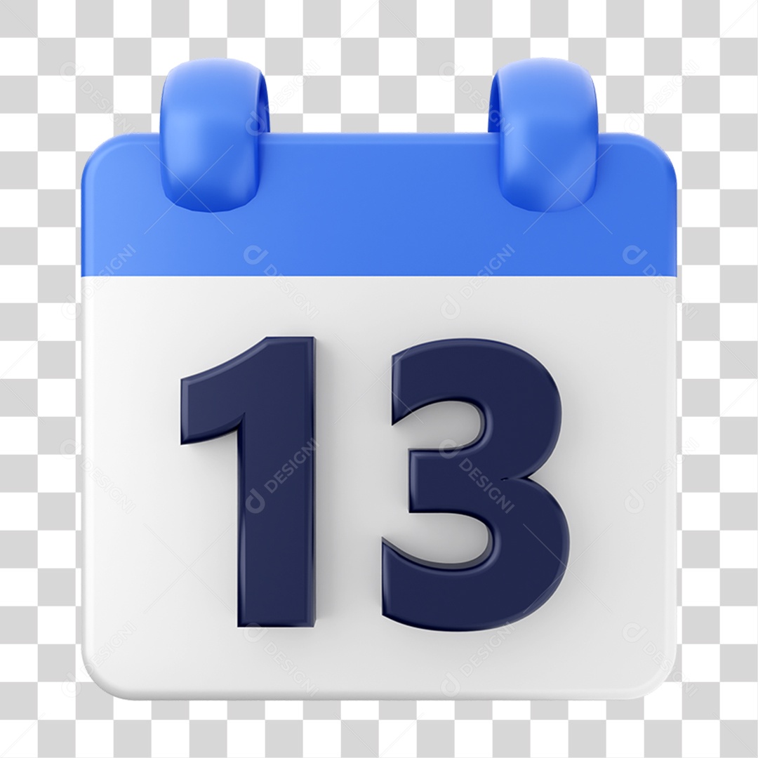 Elemento 3D Calendário 13 Composição PNG Transparente