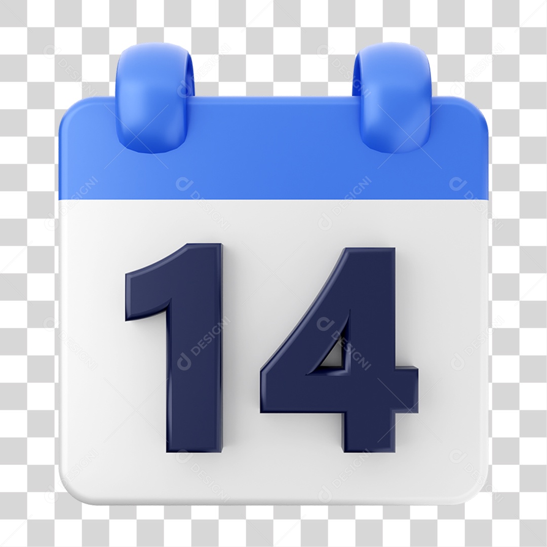 Elemento 3D Calendário 14 Composição PNG Transparente