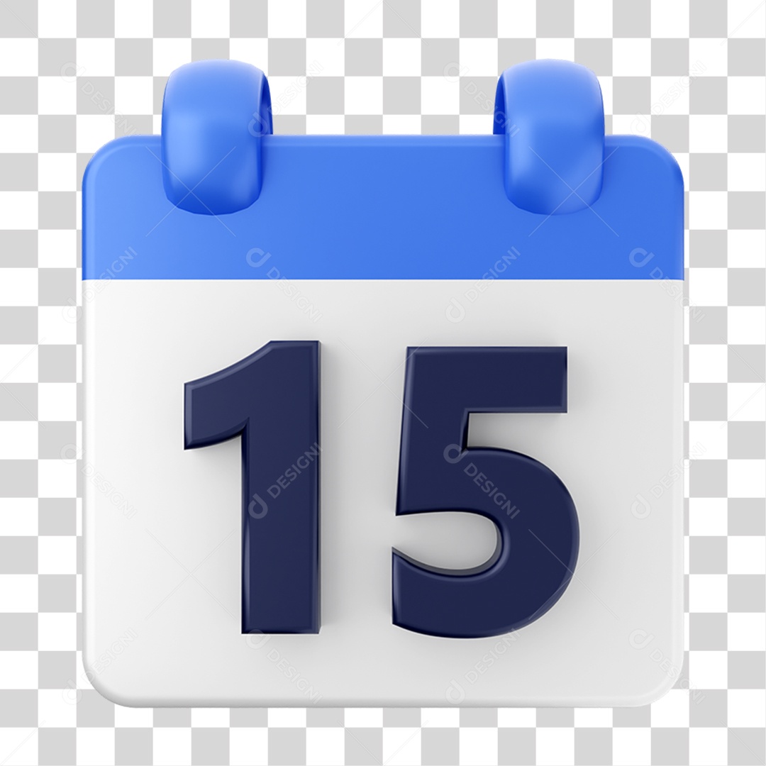 Elemento 3D Calendário 15 Composição PNG Transparente