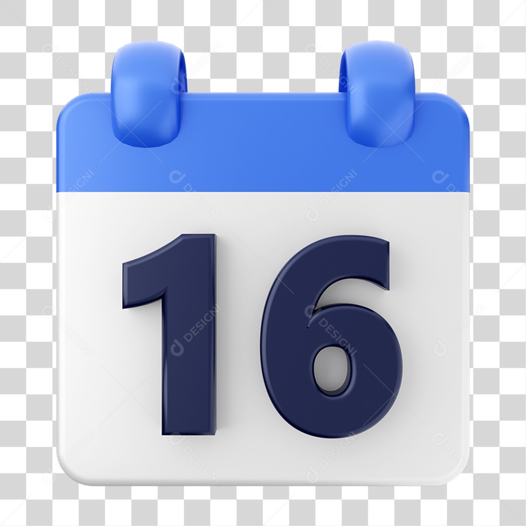 Elemento 3D Calendário 16 Composição PNG Transparente