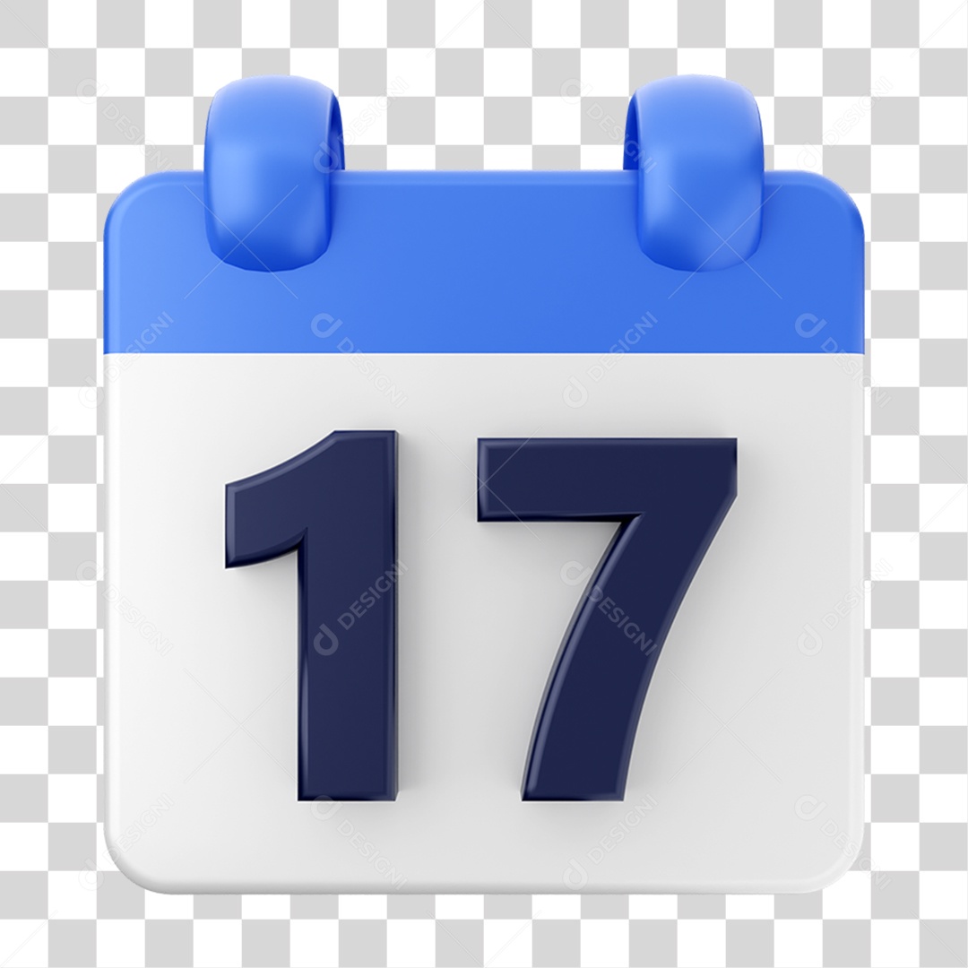 Elemento 3D Calendário 17 Composição PNG Transparente