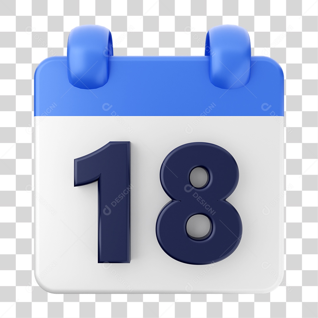 Elemento 3D Calendário 18 Composição PNG Transparente