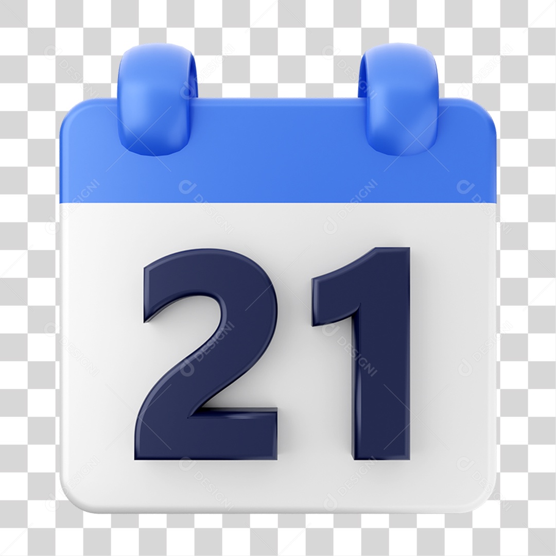 Elemento 3D Calendário 21 Composição PNG Transparente