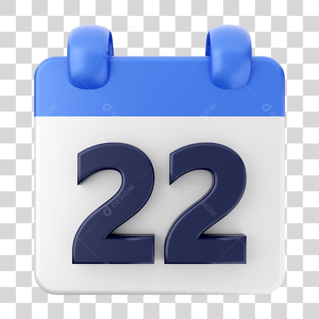 Elemento 3D Calendário 22 Composição PNG Transparente