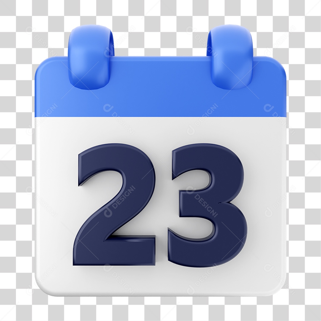 Elemento 3D Calendário 23 Composição PNG Transparente