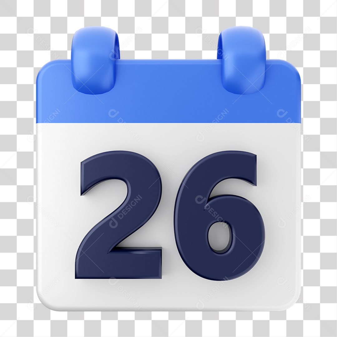 Elemento 3D Calendário 26 Composição PNG Transparente