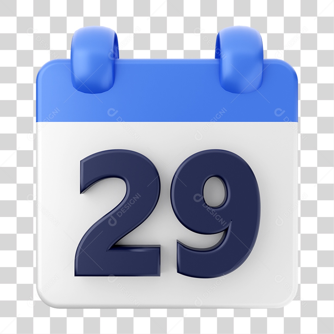 Elemento 3D Calendário 29 Composição PNG Transparente