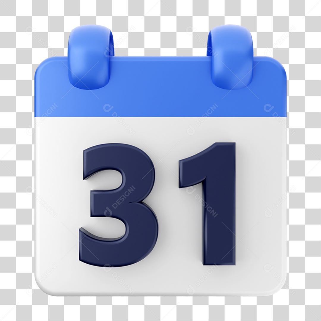 Elemento 3D Calendário 31 Composição PNG Transparente