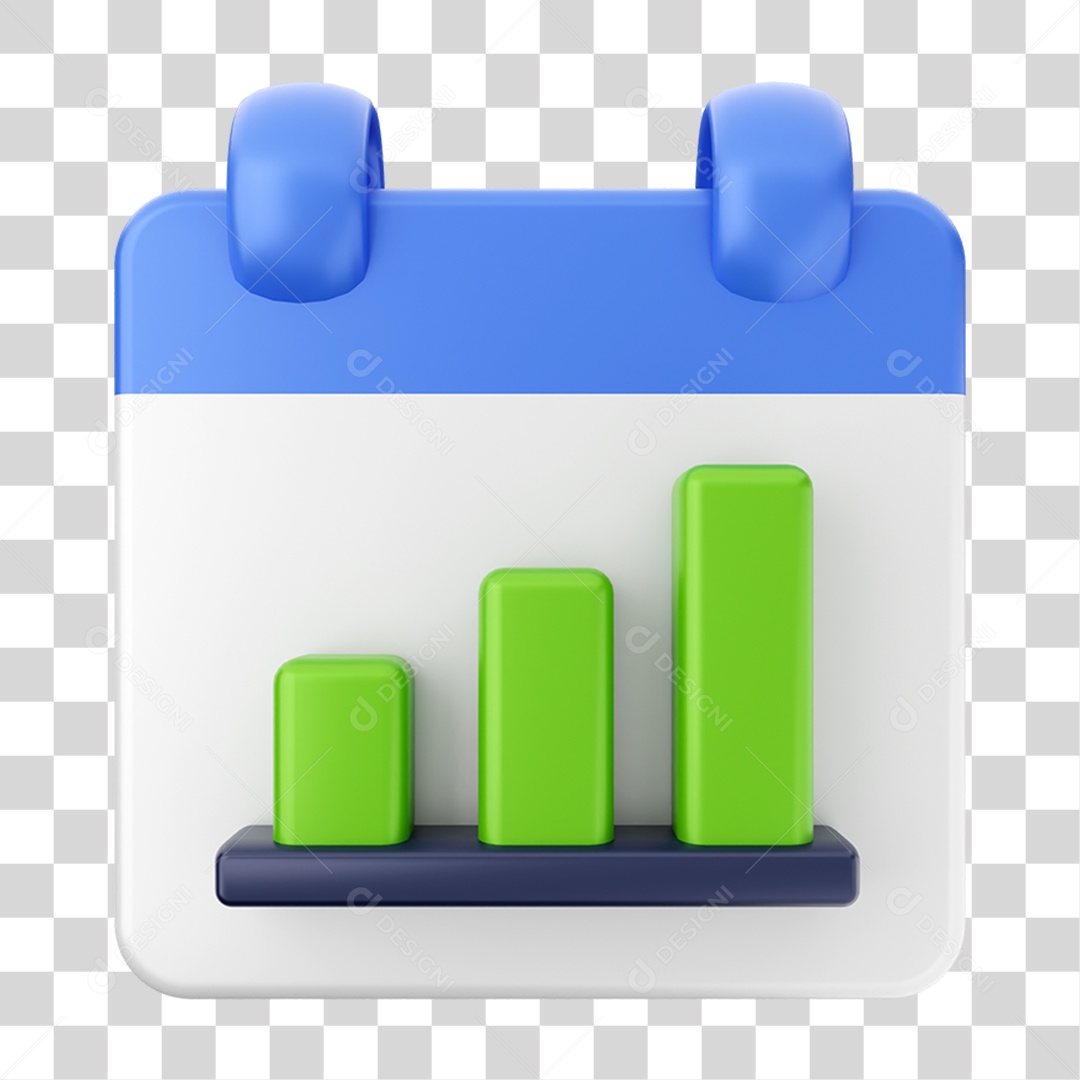 Elemento 3D Calendário com Gráficos Composição PNG Transparente