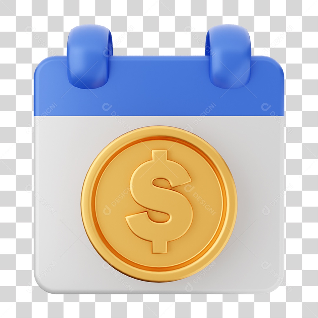 Elemento 3D Calendário Moeda Virtual Composição PNG Transparente